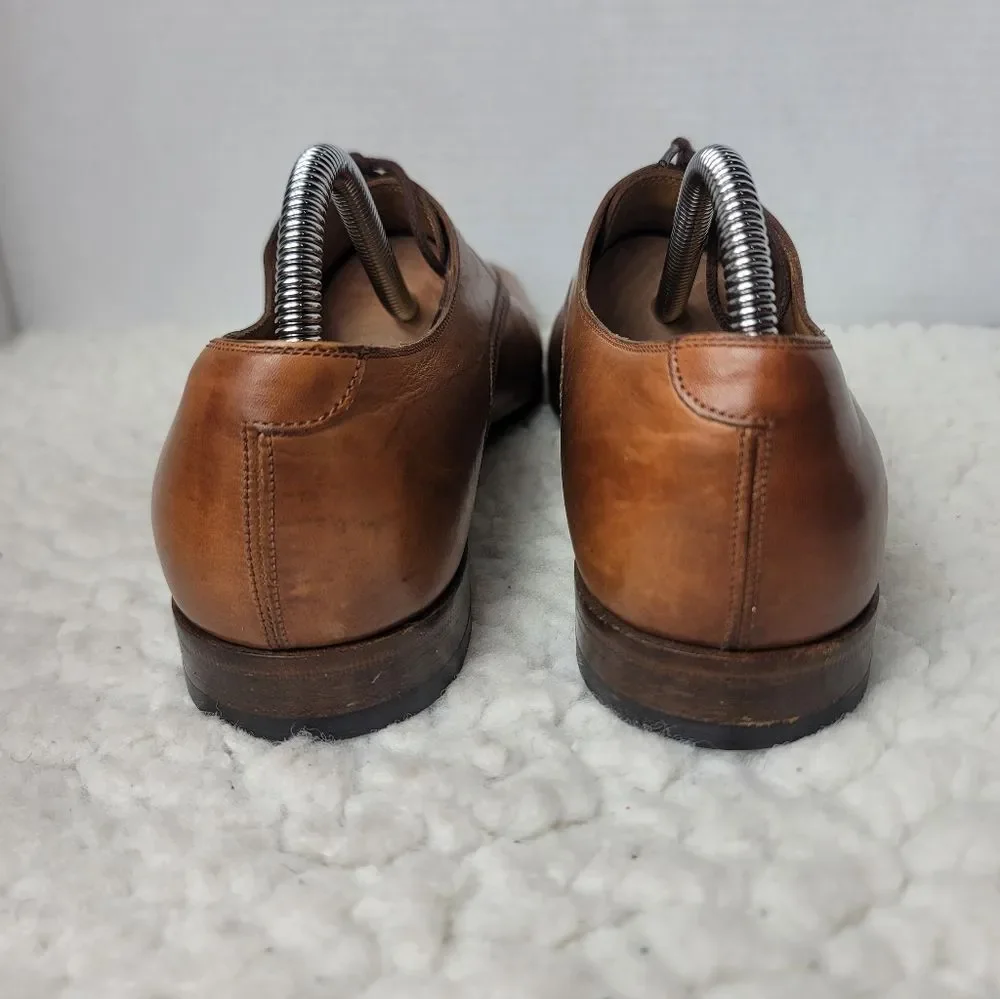 Gucci Wholecut Oxford Dress Shoes Brown Burnished Leather Made In Italy Mens 7